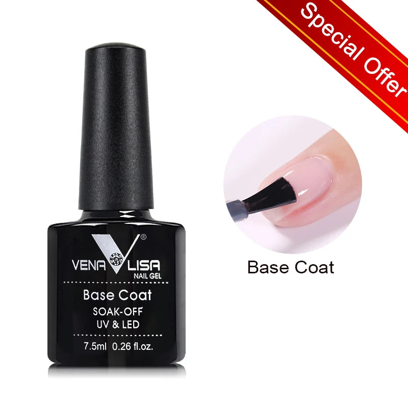 Venalisa HEMA-Free Glitter Gel Nail Polish — Full Coverage UV LED Soak-Off, Jelly Pink & Nude