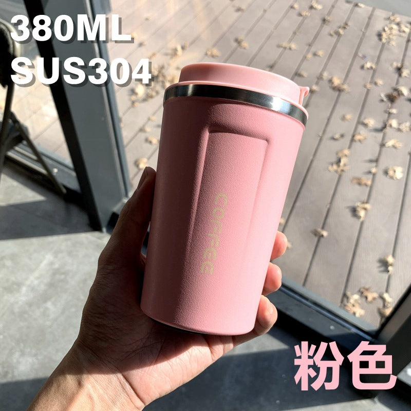 Double-Wall Insulated Stainless Steel Coffee Cup — Smart Display Thermos for Home, Office & Car