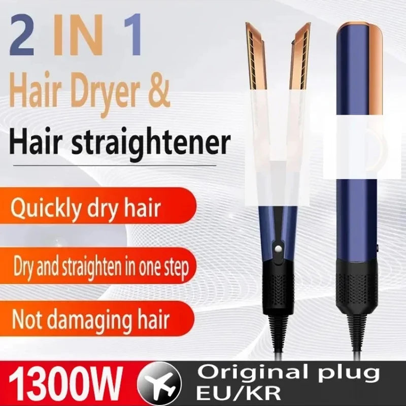 2-in-1 Negative Ion Hair Dryer & Straightener — Multi-Function Long-Lasting Styling Tool for Wet or Dry Hair