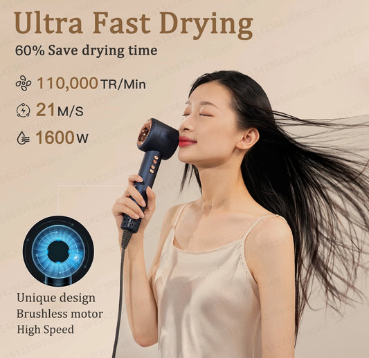 Super Leafless Negative Ion Hair Dryer — 220V Personal Hair Care & Styling Tool with Constant Anion Technology