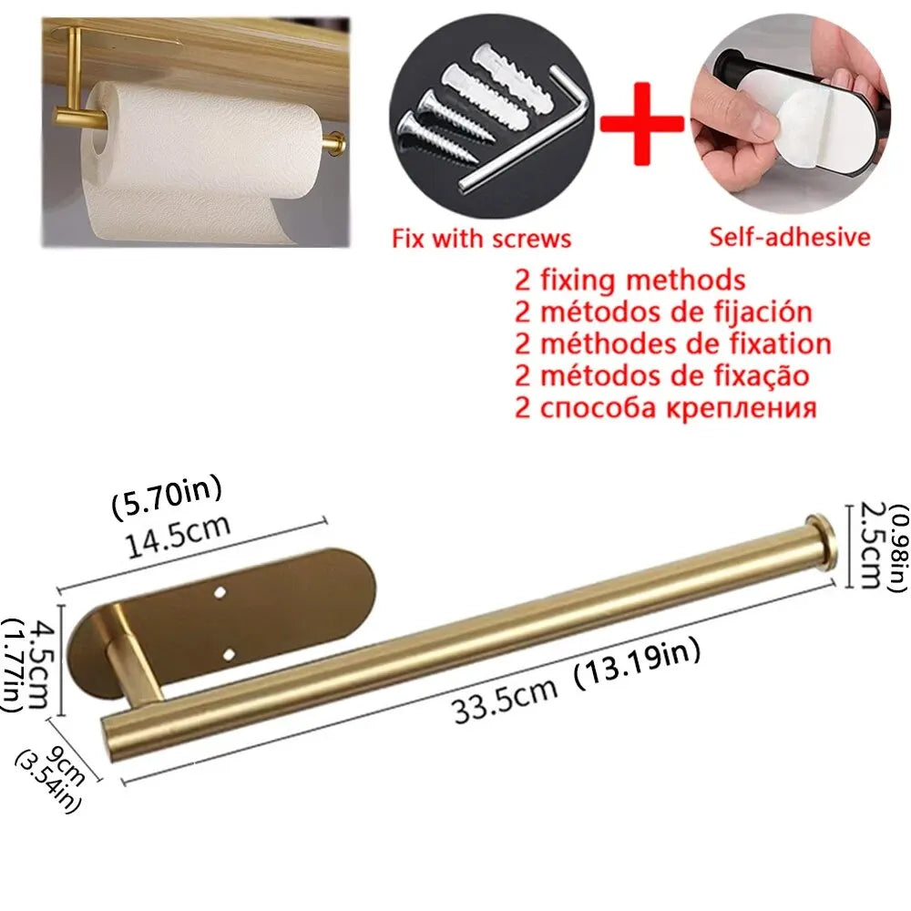 Stainless Steel Paper Towel Holder – Adhesive or Screw Mount