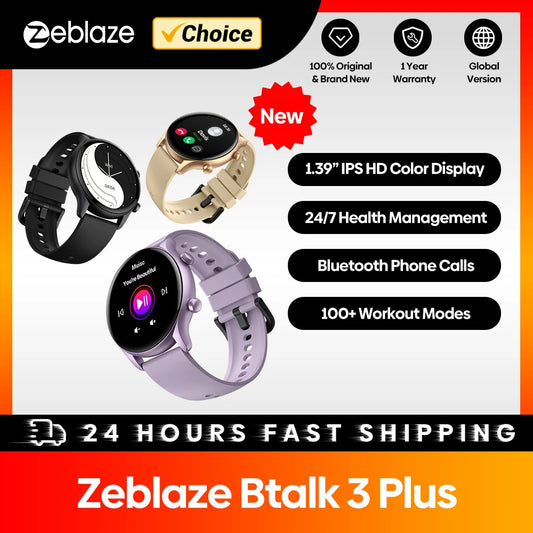 Zeblaze Btalk 3 Plus Smart Watch — Voice Calling, 1.39" HD Display & Fitness Tracking for Men & Women