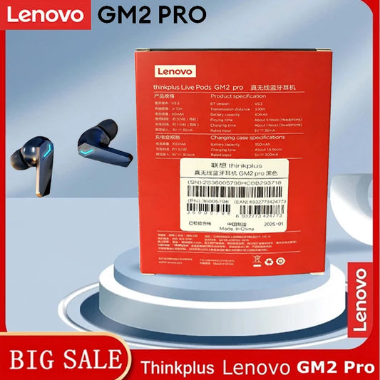 Lenovo GM2 Pro Wireless Gaming Earphones — Bluetooth 5.3, Low Latency Dual Mode, Sports Earbuds with Mic