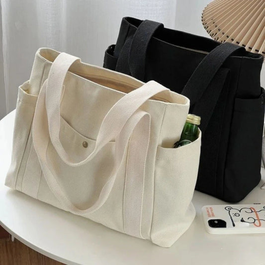 Large Capacity Canvas Tote Bag — Work, College & Shopping Shoulder Bag for Women
