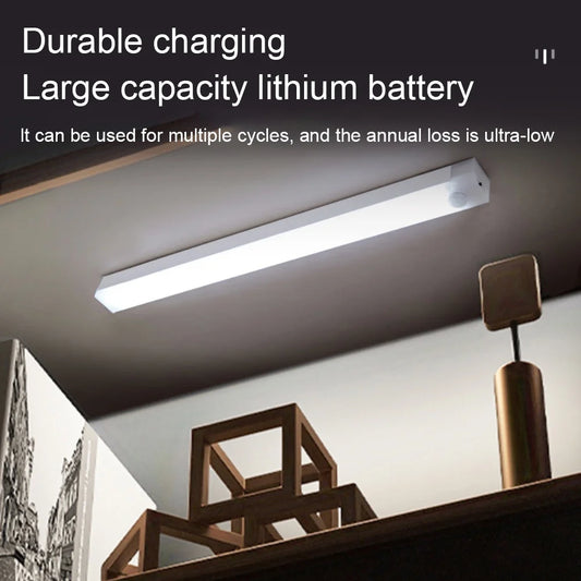 LED Motion Sensor Cabinet Light — USB Type-C Rechargeable Wireless Night Light for Kitchen, Wardrobe & Stairs