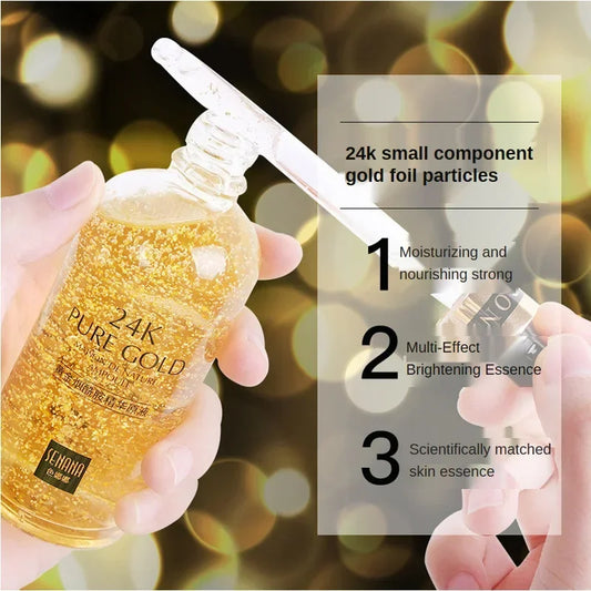 24K Gold Hyaluronic Acid & Niacinamide Face Serum — Brightening, Pore-Minimizing & Firming Facial Essence