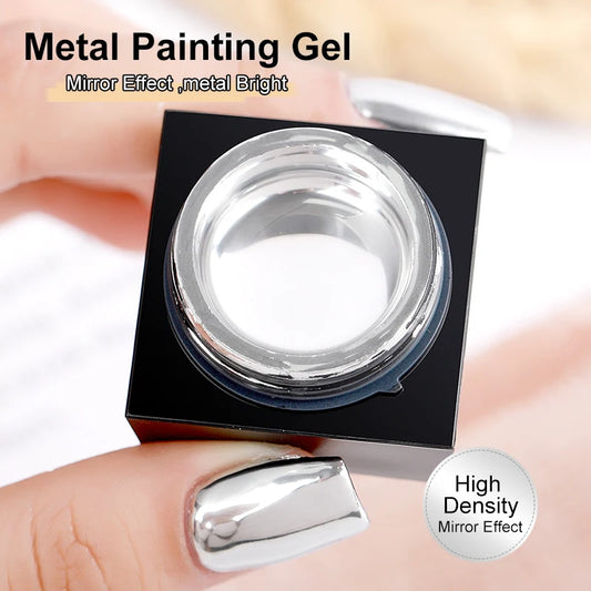 Silver Mirror Nail Liner Gel Polish — Metallic, Semi-Permanent, 5ml