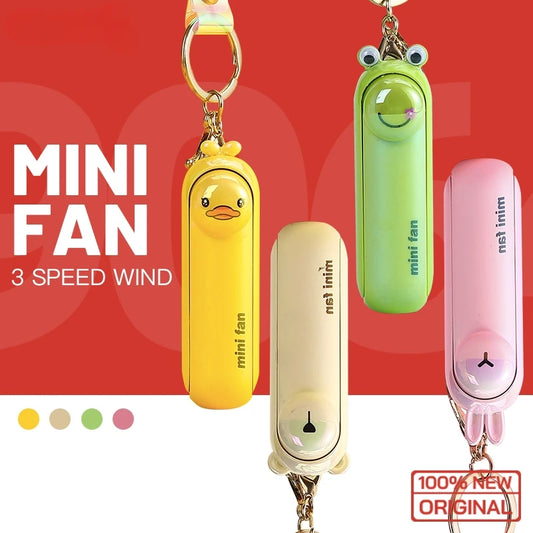 Cute Mini Portable USB Fan — Foldable Handheld Desk & Bedside Cooling Fan with Battery
