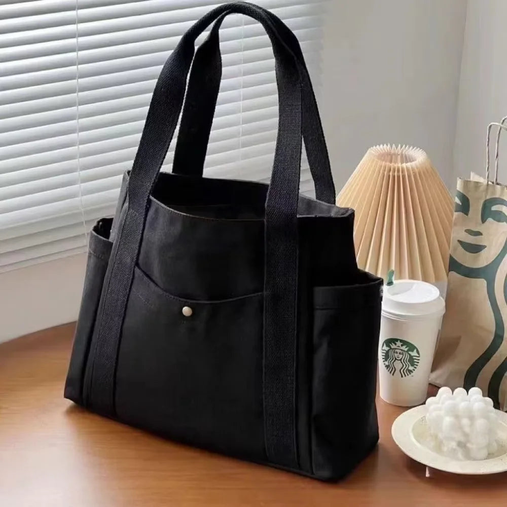 Large Capacity Canvas Tote Bag — Work, College & Shopping Shoulder Bag for Women