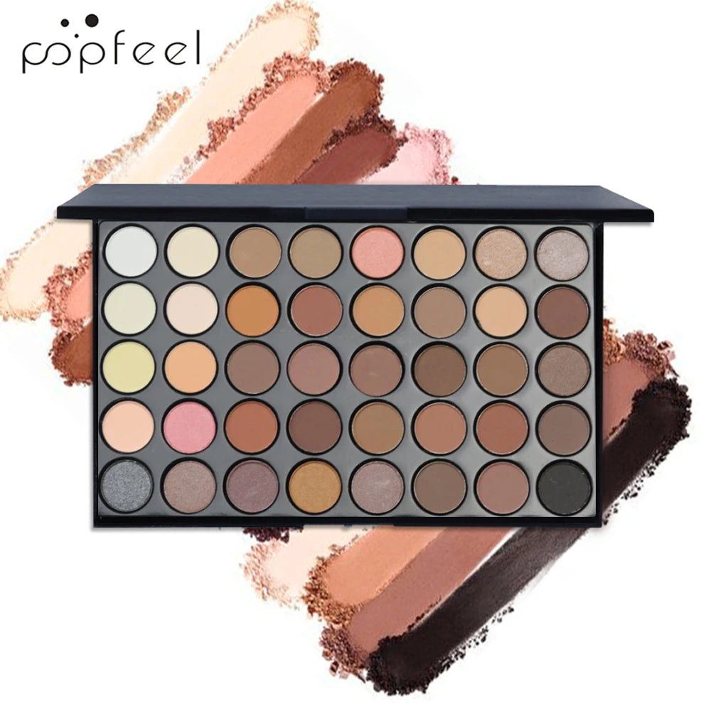 POPFEEL 40-Color Eye Makeup Set — Eyeshadow Palette, Eyebrow Pencil, Eyeliner, Mascara & Brushes