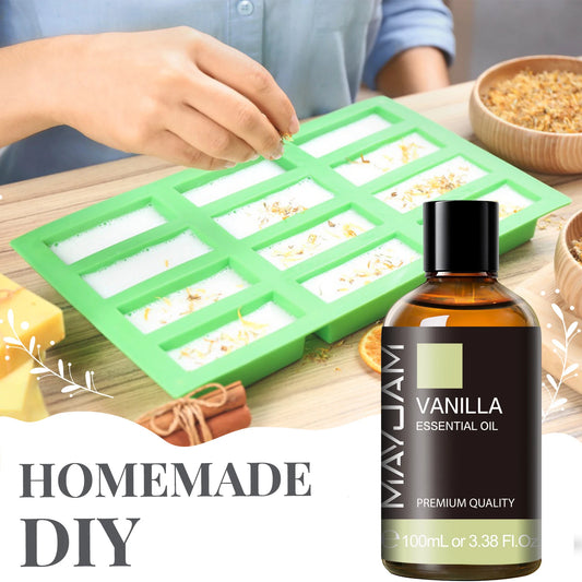 MAYJAM 100ml Essential Oil with Dropper — Sandalwood, Lavender, Eucalyptus & Vanilla Aroma Oil for Humidifier & Candle Burner