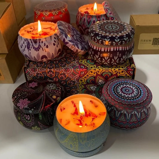 Vintage Soy Wax Scented Candle Jars — Floral Fragrance for Wedding, Birthday & Home Decoration