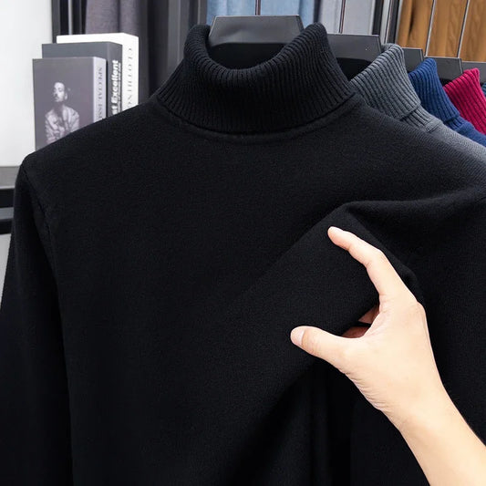 Men's Slim Fit Knitted Turtleneck Sweater — Anti-Pilling Long Sleeve Pullover