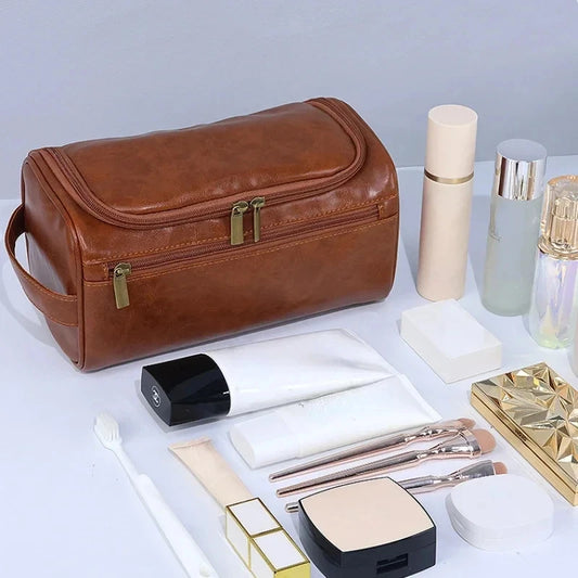 Leather Toiletry Bag — Hanging Dopp Kit for Men & Women