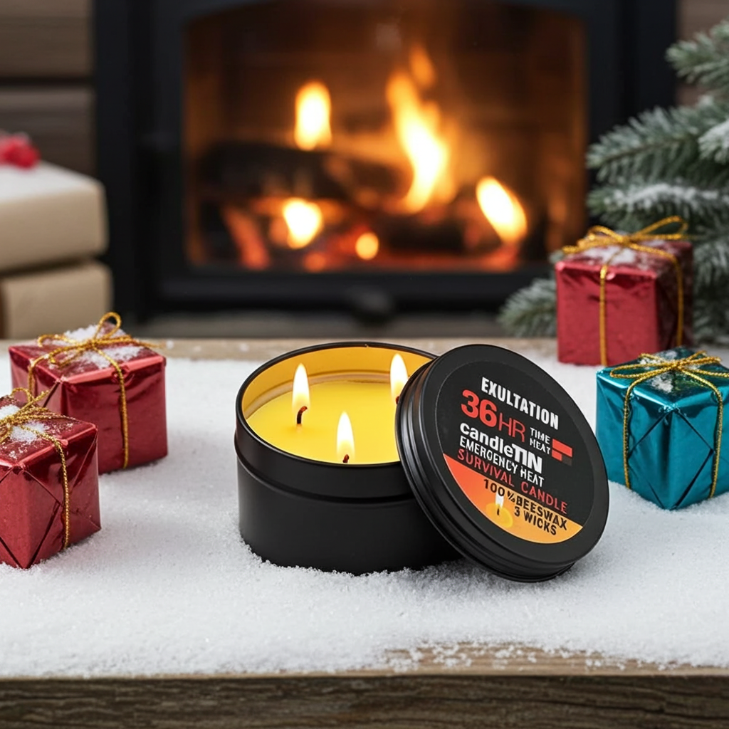 36-Hour Emergency Beeswax Survival Candle — 3-Wick Long Lasting Aroma Candle for Home & Camping