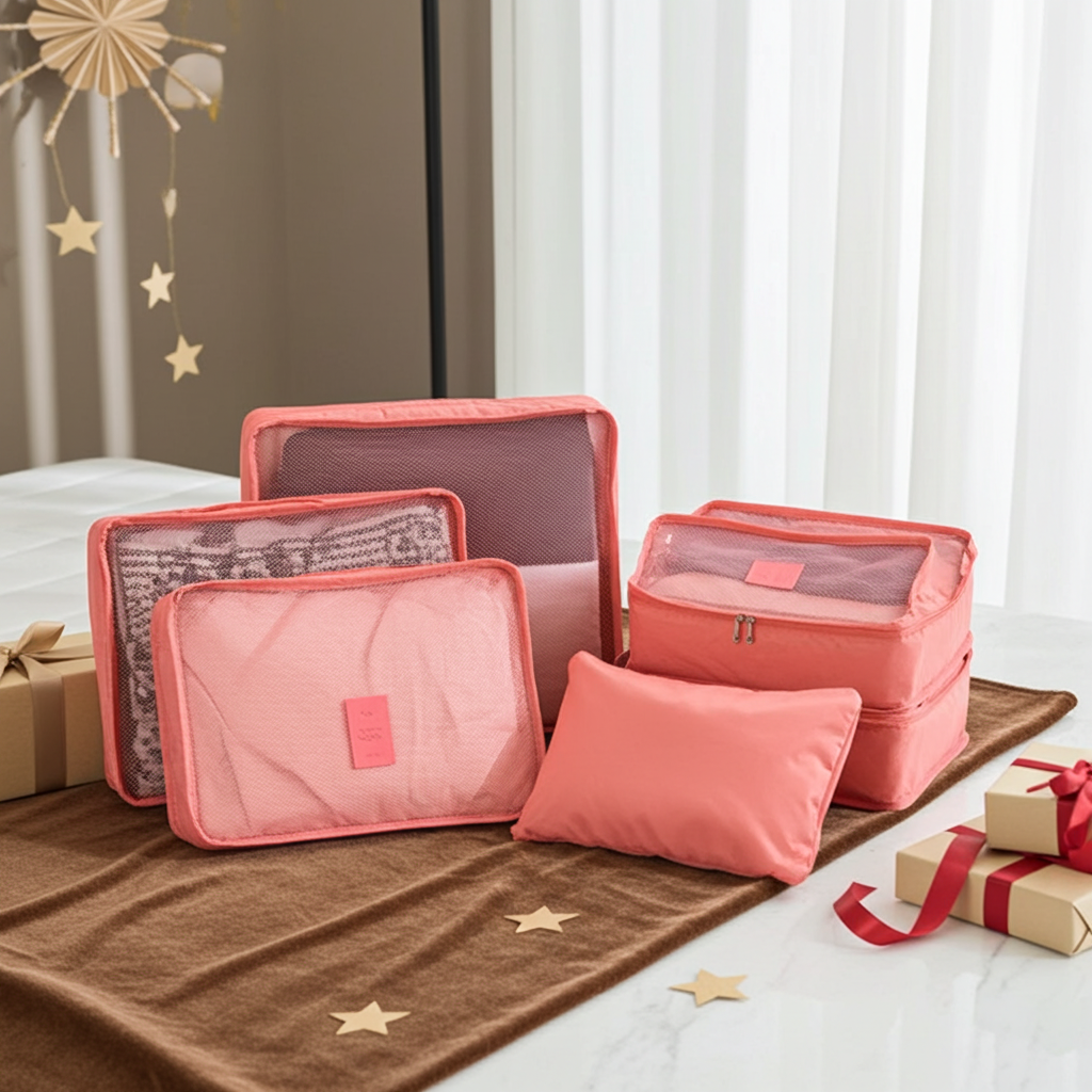 6-Piece Travel Storage Bag Set — Large Capacity Waterproof Luggage & Clothing Organizer with Zipper