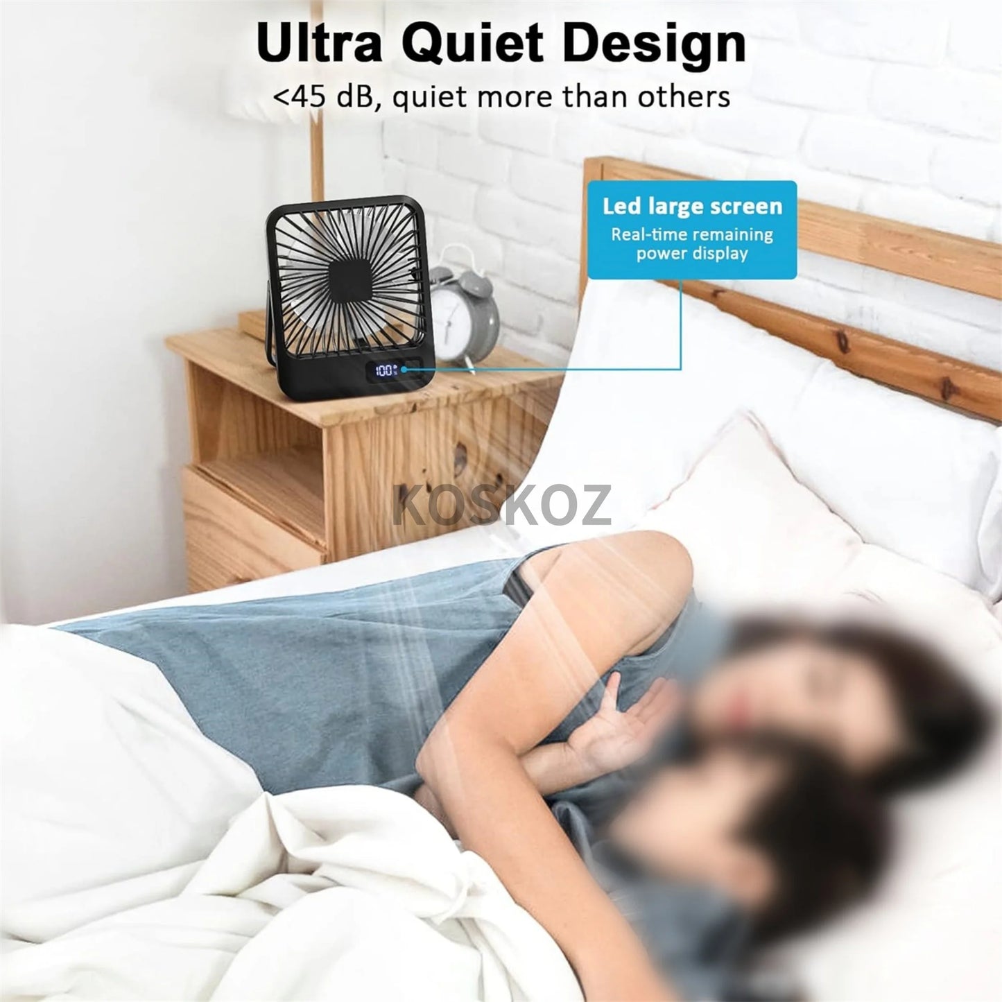 Portable USB Rechargeable Desk Fan — 180° Tilt Folding Table Fan with 5 Speeds, Power Display & Ultra-Quiet Motor