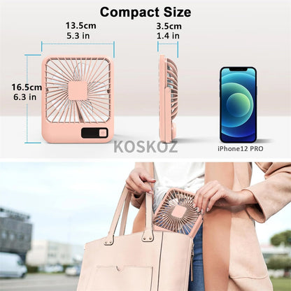 Portable USB Rechargeable Desk Fan — 180° Tilt Folding Table Fan with 5 Speeds, Power Display & Ultra-Quiet Motor