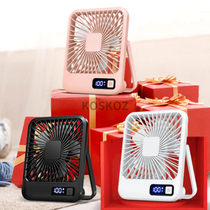 Portable USB Rechargeable Desk Fan — 180° Tilt Folding Table Fan with 5 Speeds, Power Display & Ultra-Quiet Motor