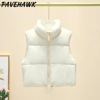 Women's Sleeveless Puffer Vest — Warm Stand-Up Collar Winter Jacket