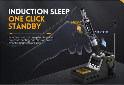 FNIRSI HS-02 Portable Soldering Iron — 100W PD, Adjustable 100-450°C Temperature & Fast Heating