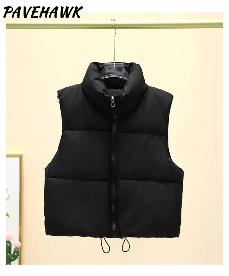 Women's Sleeveless Puffer Vest — Warm Stand-Up Collar Winter Jacket