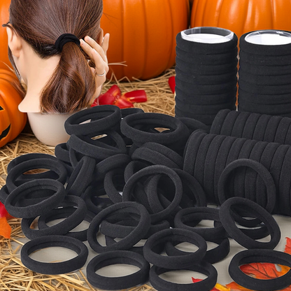 Black & White High-Elasticity Hair Bands — 50/100-Piece Rubber Band Hair Ties for Women