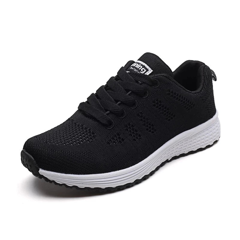 Women's Breathable Mesh Flat Sneakers — Casual Walking & Gym Vulcanized Shoes