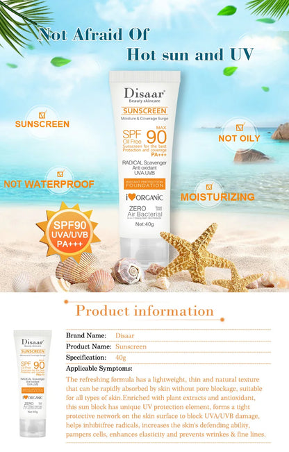 SPF90 Whitening & Anti-Aging Sunscreen — Oil-Control Moisturizing Face & Body Sun Cream