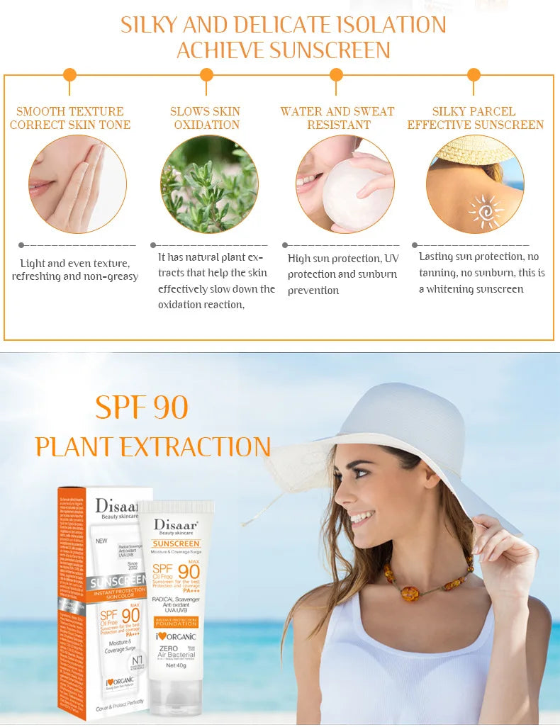 SPF90 Whitening & Anti-Aging Sunscreen — Oil-Control Moisturizing Face & Body Sun Cream