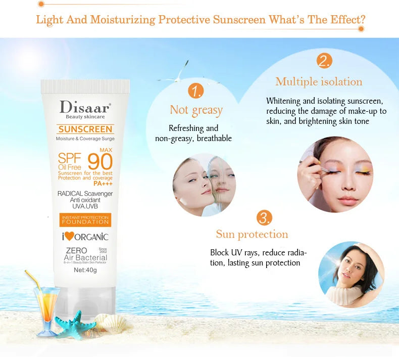 SPF90 Whitening & Anti-Aging Sunscreen — Oil-Control Moisturizing Face & Body Sun Cream