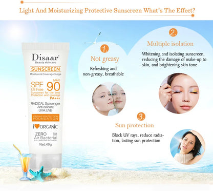 SPF90 Whitening & Anti-Aging Sunscreen — Oil-Control Moisturizing Face & Body Sun Cream