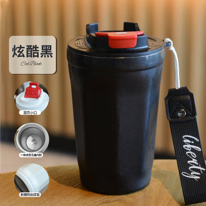 Double-Wall Insulated Stainless Steel Coffee Cup — Smart Display Thermos for Home, Office & Car