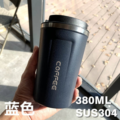Double-Wall Insulated Stainless Steel Coffee Cup — Smart Display Thermos for Home, Office & Car