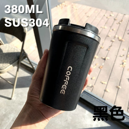 Double-Wall Insulated Stainless Steel Coffee Cup — Smart Display Thermos for Home, Office & Car