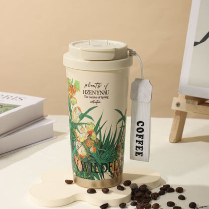 Double-Wall Insulated Stainless Steel Coffee Cup — Smart Display Thermos for Home, Office & Car