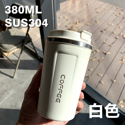 Double-Wall Insulated Stainless Steel Coffee Cup — Smart Display Thermos for Home, Office & Car