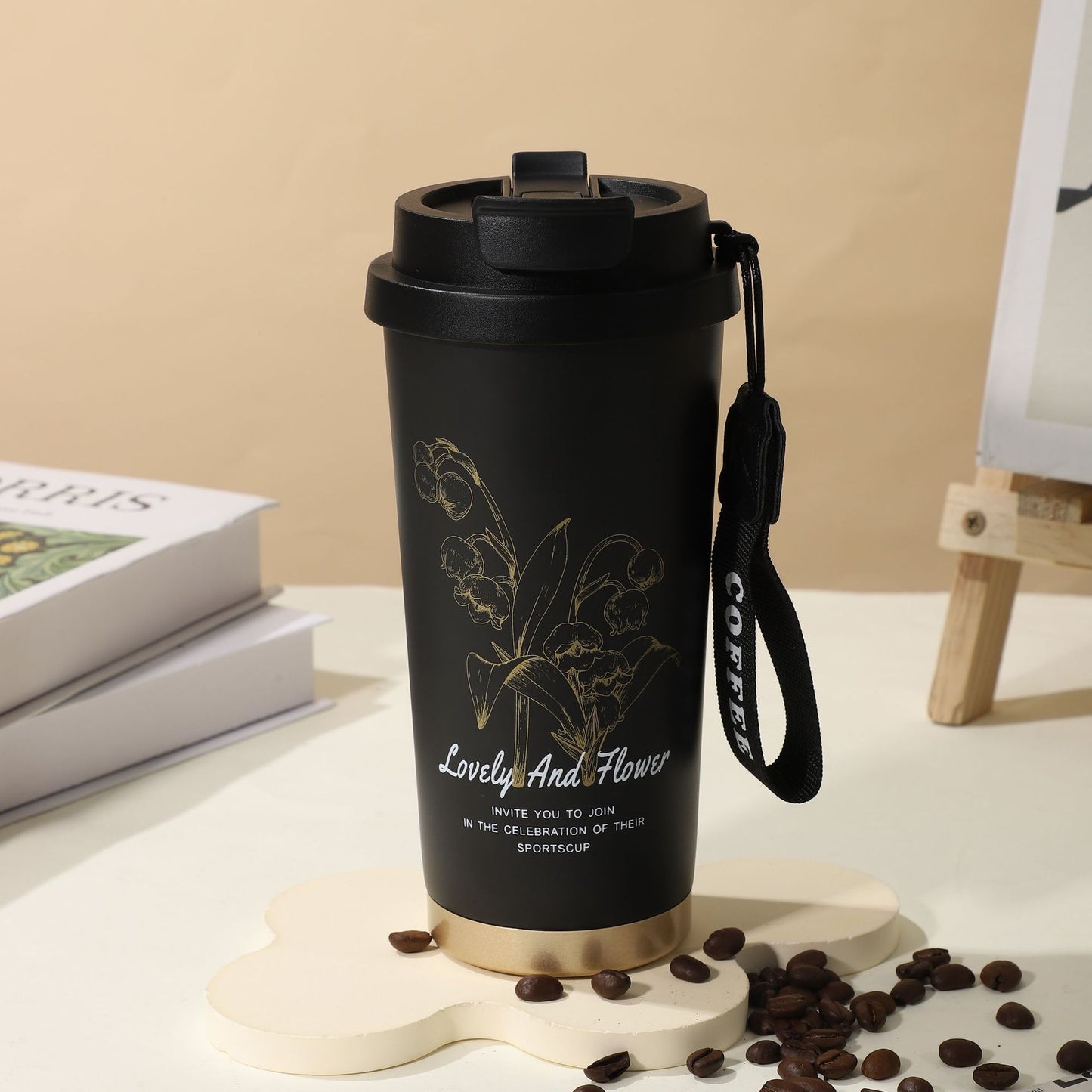 Double-Wall Insulated Stainless Steel Coffee Cup — Smart Display Thermos for Home, Office & Car