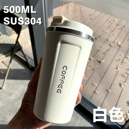 Double-Wall Insulated Stainless Steel Coffee Cup — Smart Display Thermos for Home, Office & Car