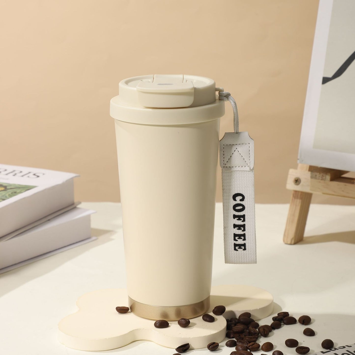 Double-Wall Insulated Stainless Steel Coffee Cup — Smart Display Thermos for Home, Office & Car