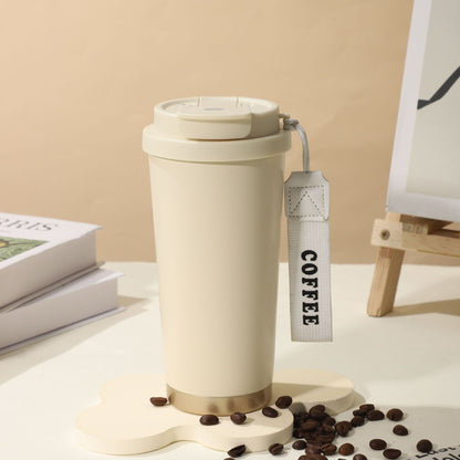 Double-Wall Insulated Stainless Steel Coffee Cup — Smart Display Thermos for Home, Office & Car