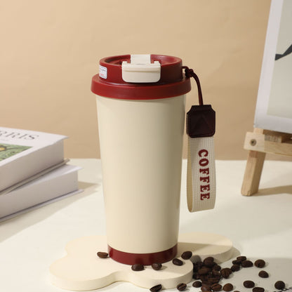 Double-Wall Insulated Stainless Steel Coffee Cup — Smart Display Thermos for Home, Office & Car