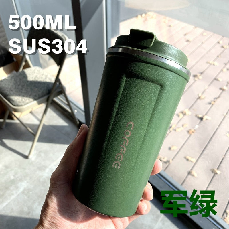 Double-Wall Insulated Stainless Steel Coffee Cup — Smart Display Thermos for Home, Office & Car