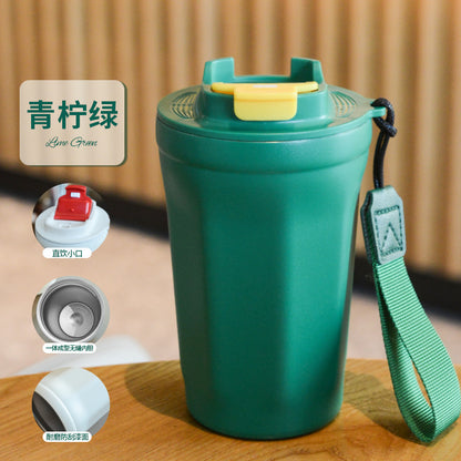 Double-Wall Insulated Stainless Steel Coffee Cup — Smart Display Thermos for Home, Office & Car