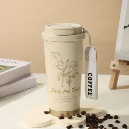 Double-Wall Insulated Stainless Steel Coffee Cup — Smart Display Thermos for Home, Office & Car