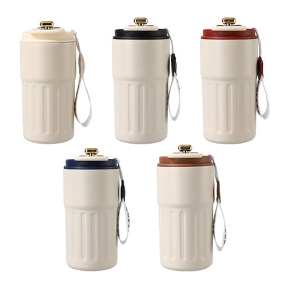 Double-Wall Insulated Stainless Steel Coffee Cup — Smart Display Thermos for Home, Office & Car