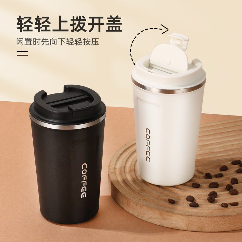 Double-Wall Insulated Stainless Steel Coffee Cup — Smart Display Thermos for Home, Office & Car