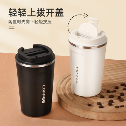 Double-Wall Insulated Stainless Steel Coffee Cup — Smart Display Thermos for Home, Office & Car