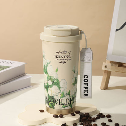 Double-Wall Insulated Stainless Steel Coffee Cup — Smart Display Thermos for Home, Office & Car