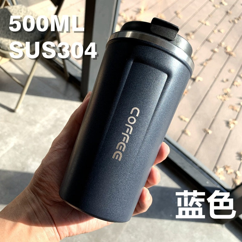 Double-Wall Insulated Stainless Steel Coffee Cup — Smart Display Thermos for Home, Office & Car